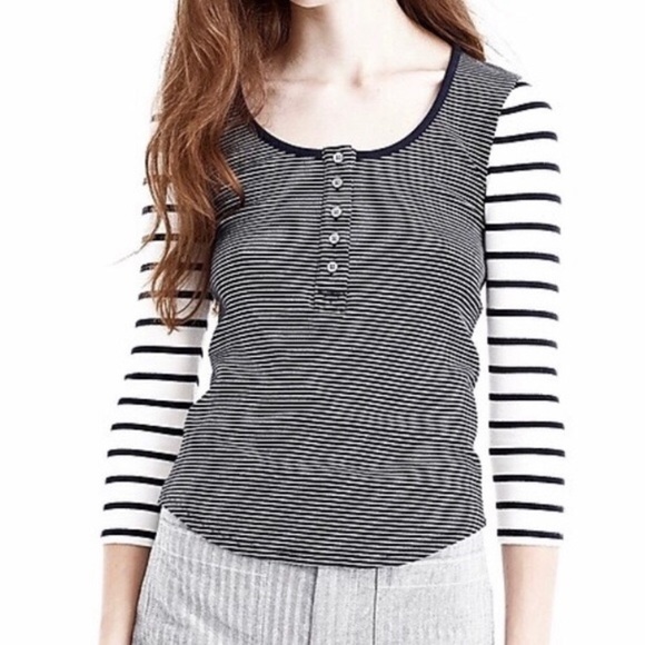 J.Crew Scoopneck Henley Mixed Striped Shirt - Picture 4 of 9